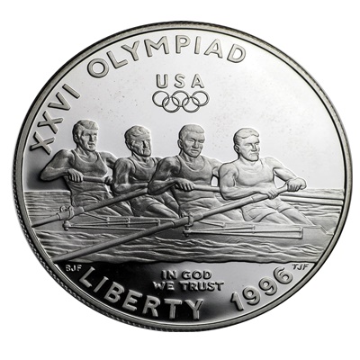 1996 Olympic Rowing Silver Proof USA $1 (Capsule) - Click Image to Close